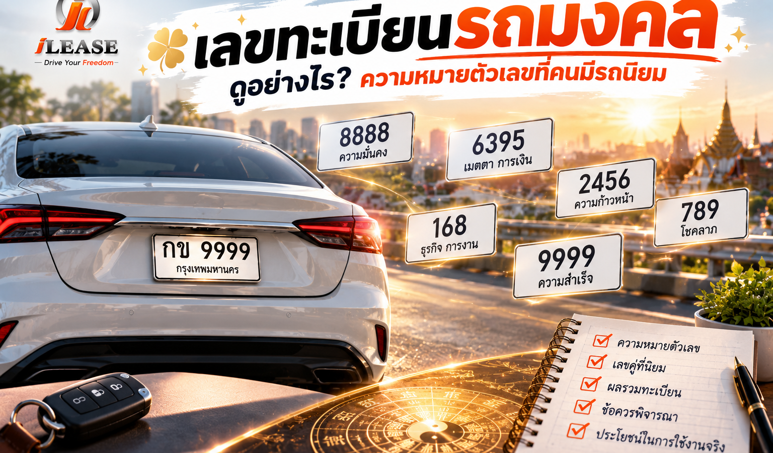 เลขทะเบียนรถมงคลและความหมายตัวเลขสำหรับเจ้าของรถ